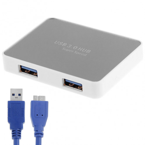 CR-H302 Surface de miroir 4 Ports USB 3.0 Super Vitesse 5 Gbps HUB + 60 cm Câble de Transmission USB 3.0 (Blanc) SC231W1782-38