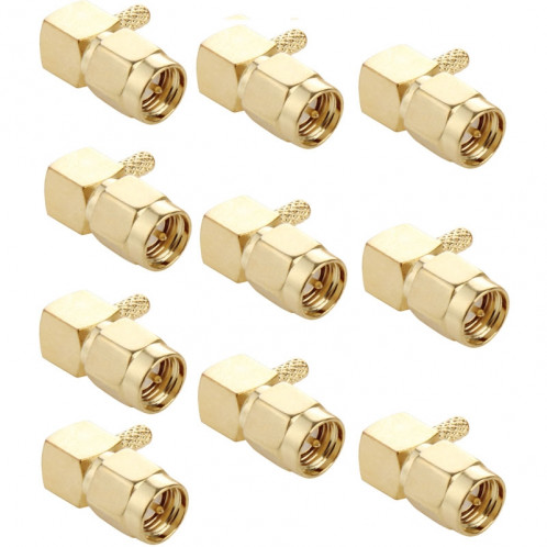 10 PCS plaqué or SMA Mâle Plug 90 degrés angle droit RF Connecteur Adaptateur pour RG174 / RG316 / RG179 Câble S136171327-34