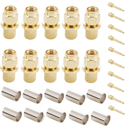 10 PCS plaqué or SMA mâle connecteur à sertir connecteur RF pour RG58 / RG400 / RG142 / LMR195 câble S136291979-34