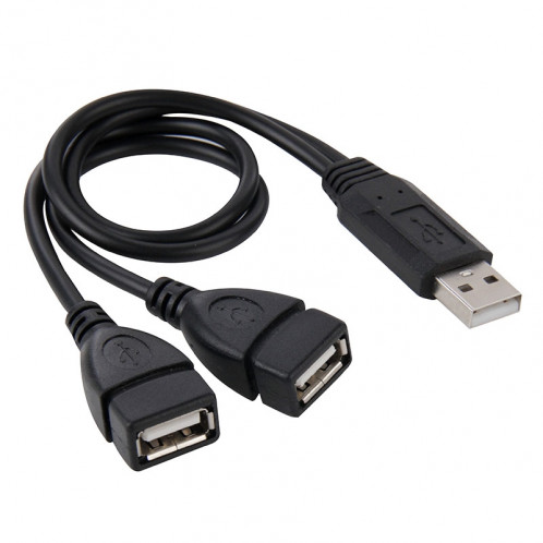 USB 2.0 Mâle à 2 Câble USB Femelle Double Adaptateur pour Ordinateur / Ordinateur Portable, Longueur: Environ 30cm (Noir) SU563B1027-33