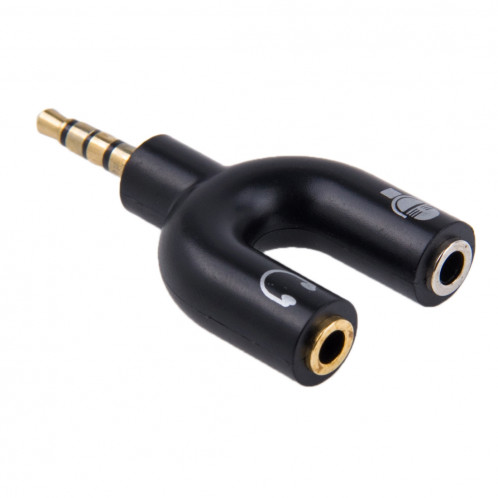 3.5mm Stéréo Mâle à 3.5mm Casque & Mic Femelle Splitter Adaptateur (Noir) S3001B1017-36