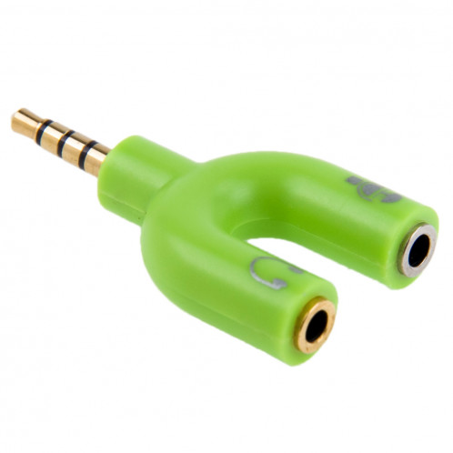 3.5mm Stéréo Mâle à 3.5mm Casque & Mic Femelle Splitter Adaptateur (Vert) S3001G1327-36