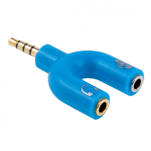 3.5mm Stéréo Mâle à 3.5mm Casque & Mic Femelle Splitter Adaptateur (Bleu) S3001L772-36