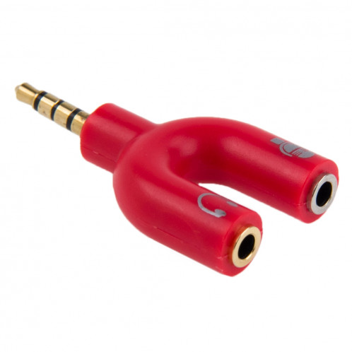 3.5mm Stéréo Mâle à 3.5mm Casque & Mic Femelle Splitter Adaptateur (Rouge) S3001R438-36
