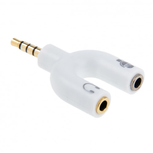 3.5mm Stéréo Mâle à 3.5mm Casque & Mic Femelle Splitter Adaptateur (Blanc) S3001W86-36