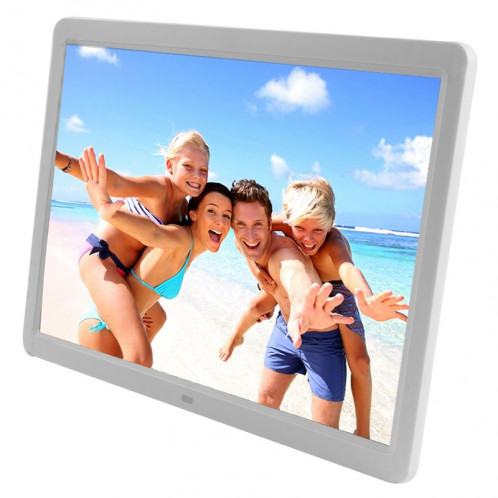 Cadre photo numérique multimédia 15.6 pouces avec écran LCD TFT avec lecteur de musique et lecteur vidéo / fonction de télécommande, prise en charge USB / carte SD, haut-parleur stéréo intégré (blanc) SH00061812-311