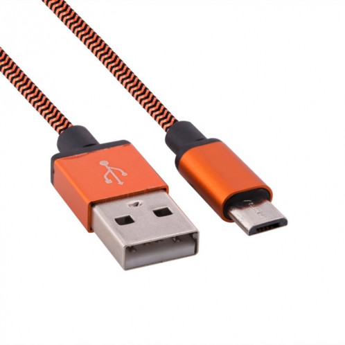 Câble de données / chargeur de type micro USB vers USB 2.0 tissé de 1 m, Pour Samsung, HTC, Sony, Lenovo, Huawei et autres smartphones (orange) SH481E1800-36