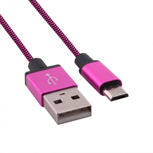 Câble de données / chargeur de type micro USB vers USB 2.0 tissé de 1 m, Pour Samsung, HTC, Sony, Lenovo, Huawei et autres smartphones (violet) SH481P1224-36