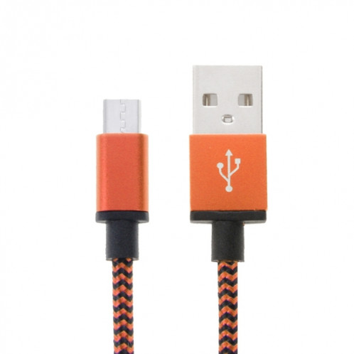 Câble de données / chargeur de type micro USB vers USB 2.0 tissé de 2 m, Câble de données/chargeur micro USB vers USB 2.0 style tissé de 2 m (orange) SH591E520-37