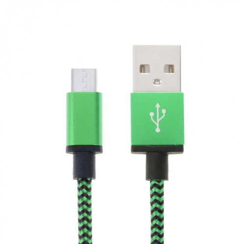 Câble de données / chargeur de type micro USB vers USB 2.0 tissé de 2 m, Câble de données/chargeur micro USB vers USB 2.0 style tissé de 2 m (vert) SH591G1246-37