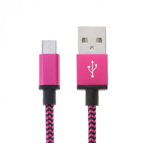 Câble de données / chargeur de type micro USB vers USB 2.0 tissé de 2 m, Câble de données/chargeur micro USB vers USB 2.0 style tissé de 2 m (magenta) SH591M825-37