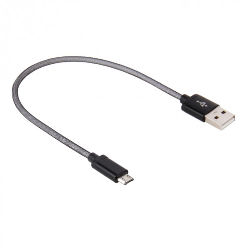 Câble de données / chargeur micro USB vers USB 2.0 à tête métallique de style net de 25 cm, Câble de données/chargeur Micro USB vers USB 2.0 à tête métallique de style filet de 25 cm (noir) SH890B317-36