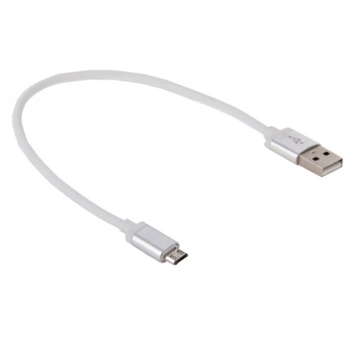 Câble de données/chargeur Micro USB vers USB 2.0 à tête métallique de style filet de 25 cm (blanc) SH890W600-36