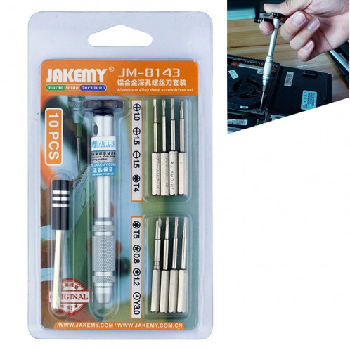 JAKEMY JM-8143 10 en 1 multifonctionnel alliage d'aluminium tournevis outils Kit SJ2287581-35