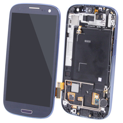iPartsAcheter pour Samsung Galaxy SIII / i9300 Original Écran LCD + Écran Tactile Digitizer Assemblée avec Cadre (Bleu Marine) SI114L1318-36
