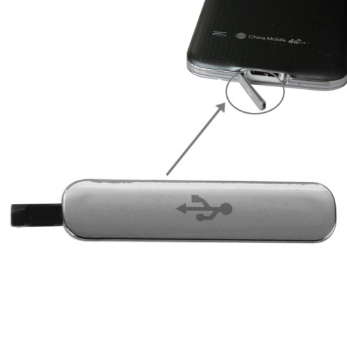 Chargeur USB Dock Port Housse antipoussière pour Samsung Galaxy S5 (Argent) SC462S1940-33
