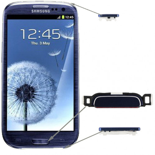Touche Accueil + Touche d'alimentation + Touche de volume pour Samsung Galaxy SIII / i9300 (Bleu foncé) ST0474402-33