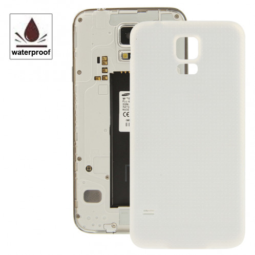 iPartsAcheter pour Samsung Galaxy S5 / G900 Couvercle de porte de boîtier de batterie en plastique d'origine avec fonction imperméable à l'eau (blanc) SI678W928-35