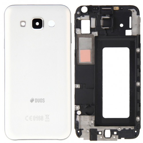 iPartsBuy Remplacement complet de la couverture du boîtier (boîtier avant de la plaque de cadre de l'écran LCD + logement de la batterie arrière du boîtier) pour Samsung Galaxy E5 / E500 (blanc) SI144W1285-39