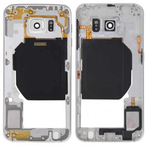iPartsBuy Retour Plaque Boîtier Caméra Lens Remplacement du Panneau avec des Touches Latérales et Buzzer Ringer Haut-Parleur pour Samsung Galaxy S6 / G920F (Blanc) SI179W1461-39