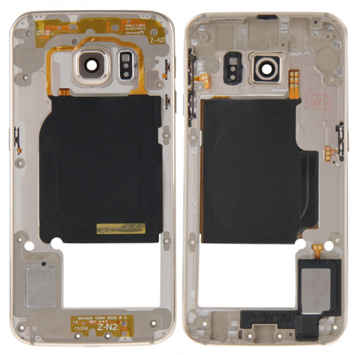 iPartsBuy Retour Plaque Boîtier Caméra Lens Panel avec Touches Latérales et Buzzer Ringer Haut-Parleur pour Samsung Galaxy S6 Edge / G925 (Gold) SI191J1323-39