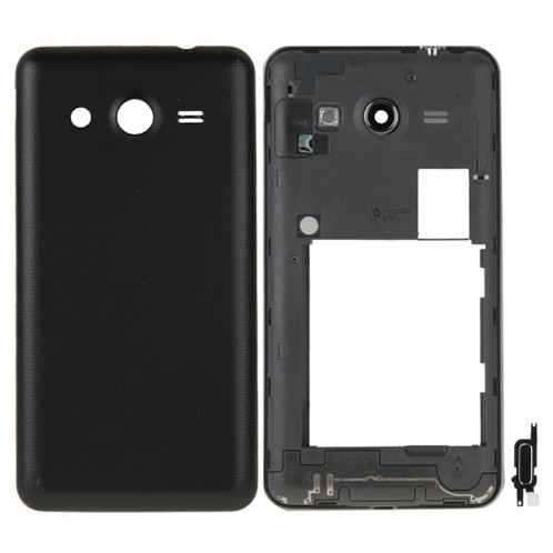 iPartsBuy Remplacement complet de la couverture du logement (cadre central Bazel + couvercle arrière de la batterie) + Remplacement du bouton de la maison pour Samsung Galaxy Core 2 / G355 (noir) SI205B1649-310