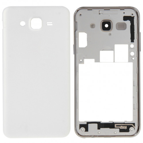 iPartsBuy Remplacement complet de la couverture du logement (cadre central Bazel + couvercle arrière de la batterie) pour Samsung Galaxy J5 (2015) / J500 (blanc) SI42141663-39