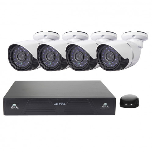 Kit NVR Caméra IP 4CH H.264 720P HD Bullet, Vision Nocturne 30m IR, Entrée Vidéo / Audio Support SH01211848-39