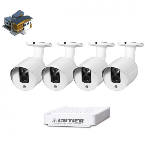 Kit NVR pour caméra IP méga pixel COTIER N4B3-Mini / L 4Ch 720P P2P ONVIF, détection de vision nocturne / détection de mouvement, distance IR: 20 m SC3545510-318