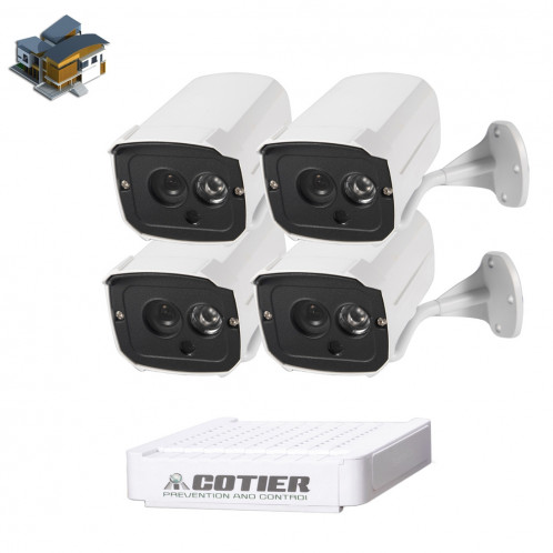 Kit caméra NVR pour caméra IP méga pixel COTIER N4B7-Mini / L 4 Ch 720P, vision nocturne / détection de mouvement, distance IR: 20 m SC35461393-318