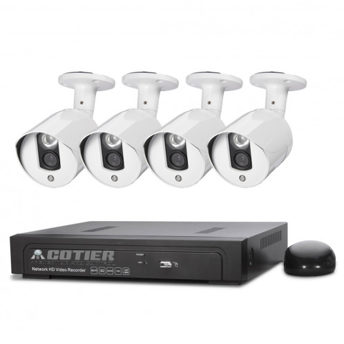 Kit NVR pour caméra IP méga pixel COTIER N4B3Poe 4Ch 720P P2P ONVIF, support de vision nocturne / détection de mouvement, distance IR: 20m SC3553834-317