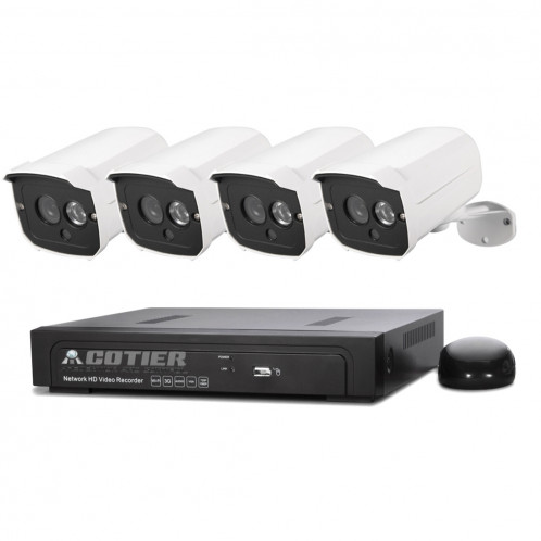 Kit NVR de caméra IP méga pixels COTIER N4B7MPoe 4Ch 720P P2P ONVIF, support de vision nocturne / détection de mouvement, distance IR: 20m SC35541434-317