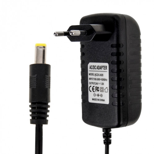 Prise EU Adaptateur secteur AC 100-240V à DC 24V 1.5A, embouts: 5,5 x 2,1 mm, longueur du câble: environ 1,2 m (noir) SH5004557-35