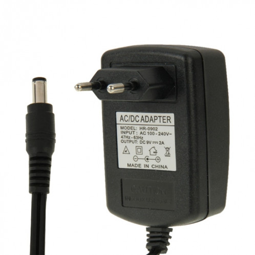 Adaptateur secteur de haute qualité EU Plug AC 100-240V à DC 9V 2A, embouts: 5,5 x 2,1 mm, longueur du câble: 1 m SH5009626-35