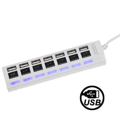 Hub USB 2.0 7 ports, avec 7 commutateurs et 7 LED, blanc (blanc) S7212W1328-32