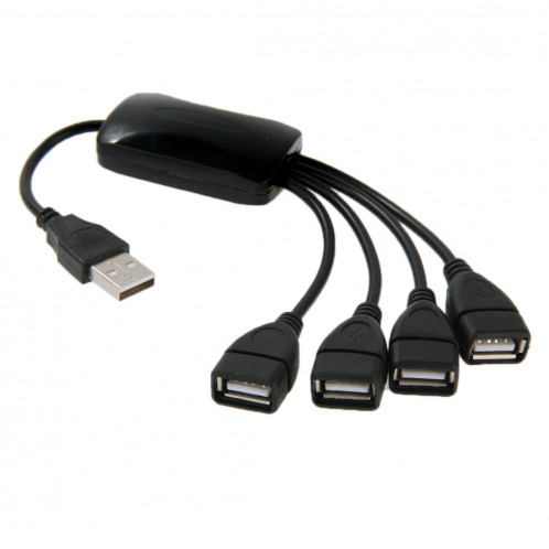 Universal 4 ports USB 2.0 480Mbps haute vitesse câble Hub pour PC (noir) SU025A184-36