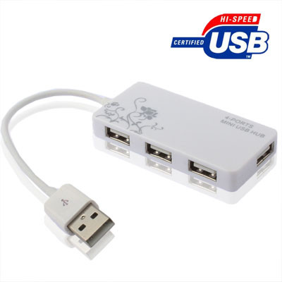 4 Ports USB 2.0 HUB, Plug and Play, Blanc S4090W700-35