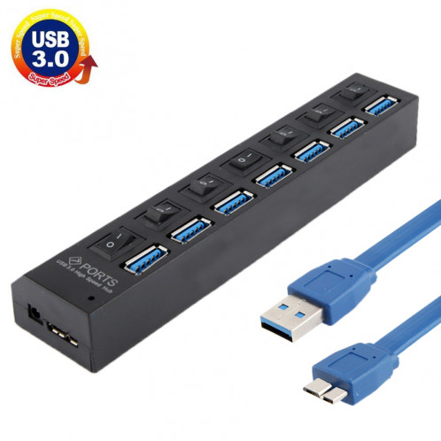 7 Ports USB 3.0 HUB, Super Vitesse 5 Gbps, Plug and Play, Support 1 To (Noir) S73017559-37