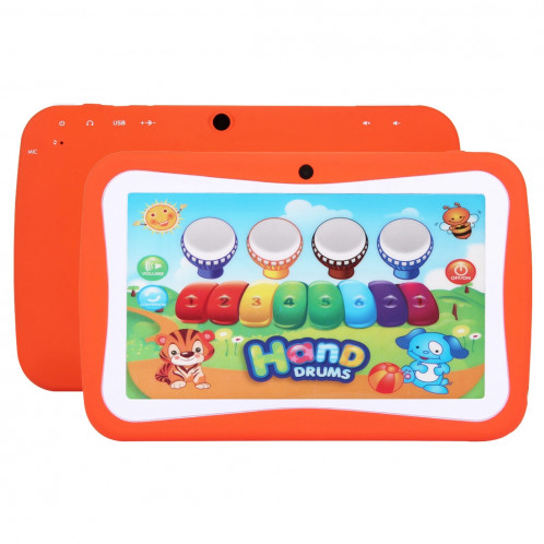 Tablet PC pour enfants, 7.0 pouces, 512 Mo + 8 Go, Android 5.1 RK3126 Quad Core 1.3GHz, WiFi, carte TF jusqu'à 32 Go, double caméra (Orange) ST368E12-310