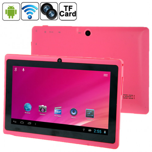 7,0 pouces Tablet PC, 512 Mo + 8 Go, Android 4.0 360 degrés de rotation du menu, Allwinner A33 Quad Core, 1,5 GHz (rose) S7703F31-315