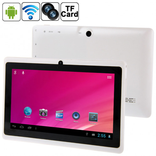 7,0 pouces Tablet PC, 512 Mo + 8 Go, Android 4.0 360 degrés de rotation du menu, Allwinner A33 Quad Core, 1,5 GHz (blanc) S7703W912-315