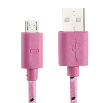 Câble de transfert de données/charge USB Micro 5 broches style filet en nylon, longueur : 3 m (rose) SH209F1046-34