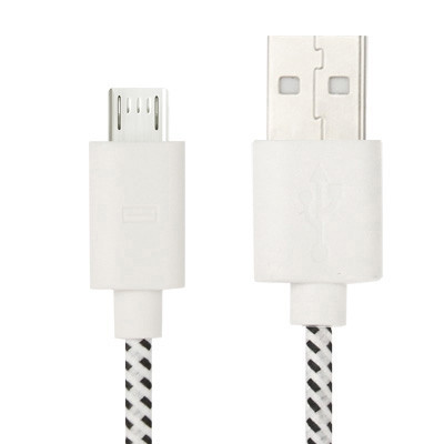 Câble de transfert de données/charge USB Micro 5 broches style filet en nylon, longueur : 3 m (blanc) SH209W1807-34
