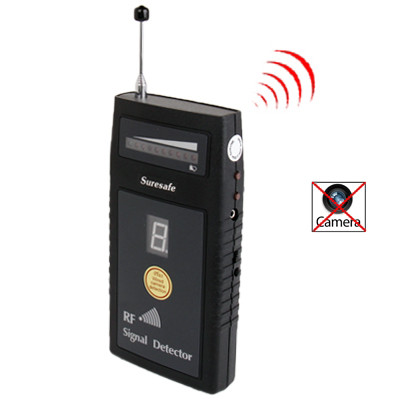 Détecteur de signal RF / Détecteur de caméra sans fil et filaire / Détecteur de bogues / Dispositifs de radiofréquence avec affichage de la sensibilité numérique (SH-055U8L) (Noir) SH101289-39