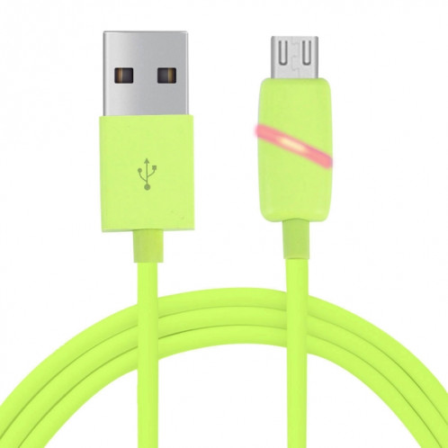 Câble de synchronisation de données Micro USB vers USB 2.0 de style boîte-cadeau de bobine circulaire 1M avec voyant LED, Pour Samsung, HTC, Sony, Huawei, Xiaomi (vert) SH066G1066-39