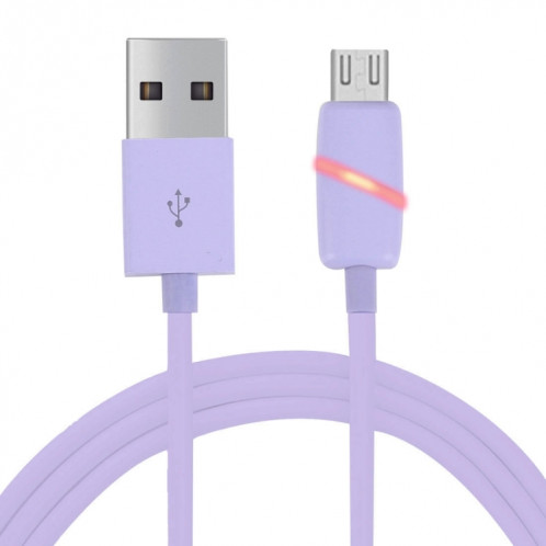 Câble de synchronisation de données Micro USB vers USB 2.0 de style boîte-cadeau de bobine circulaire 1M avec voyant LED, Pour Samsung, HTC, Sony, Huawei, Xiaomi (violet) SH066P1083-39