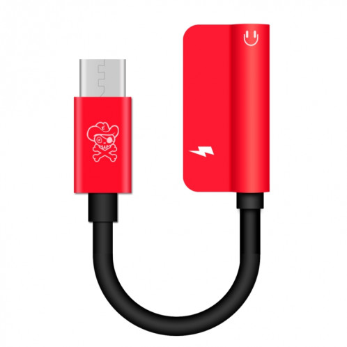 ENKAY Hat-ptince Type-C à Type-C et câble adaptateur audio de charge Jack 3,5 mm, Pour Galaxy, HTC, Google, LG, Sony, Huawei, Xiaomi, Lenovo et autres téléphones Android (rouge) SE309R51-310