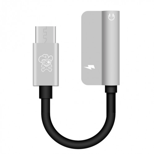 ENKAY Hat-ptince Type-C à Type-C et câble adaptateur audio de charge Jack 3,5 mm, Pour Galaxy, HTC, Google, LG, Sony, Huawei, Xiaomi, Lenovo et autres téléphones Android (argent) SE309S563-310