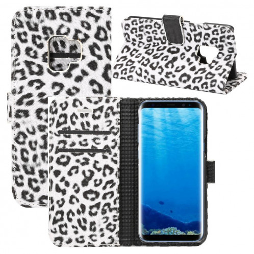 Pour Samsung Galaxy S9 Leopard Motif PU + PC Horizontal Housse en cuir avec porte-cartes & Slots & Portefeuille (Blanc) SF507W684-38