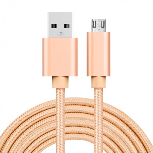 Tête métallique de style 3A Micro USB sur le câble de données / chargeur USB, longueur de câble: 3m (or) SH092J46-38